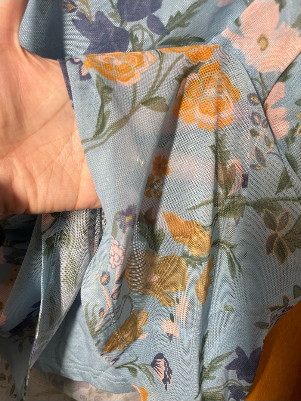 Anthropologie Blue Floral Ruched Pencil Skirt - Picture 7 of 7
